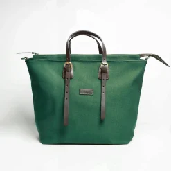 Dark Green Weekend Bag With Leather Trim