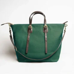 Dark Green Weekend Bag With Leather Trim