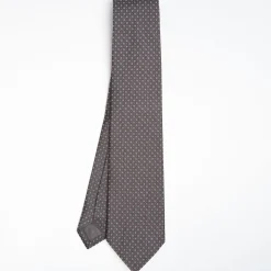 Dark Grey Ceremonial Jacquard Silk Tie Small Geometric Pattern