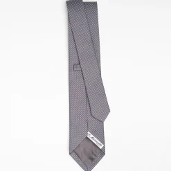 Dark Grey Ceremonial Jacquard Silk Tie Small Polka Dot Pattern