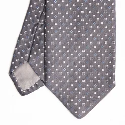 Dark Grey Cerimonial Silk Satin Tie Small Geometric Pattern