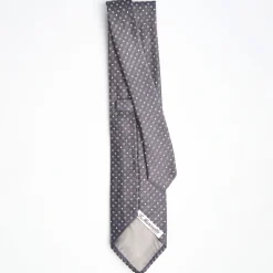 Dark Grey Cerimonial Silk Satin Tie Small Geometric Pattern