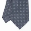 Dark Grey Extra Long Sartorial Silk Tie - Small Flower Pattern