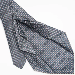 Dark Grey 9 Fold Sartorial Silk Tie - Small Geometric Pattern
