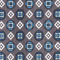Dark Grey 9 Fold Sartorial Silk Tie - Small Geometric Pattern