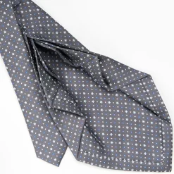Dark Grey 9 Fold Sartorial Silk Tie Small Flower Pattern