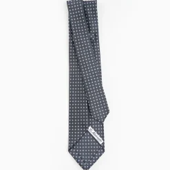 Dark Grey 9 Fold Sartorial Silk Tie Small Flower Pattern