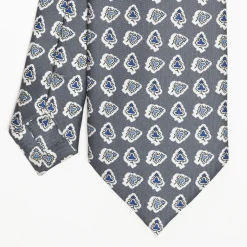 Dark Grey Heritage Silk Tie - Large Flower Pattern