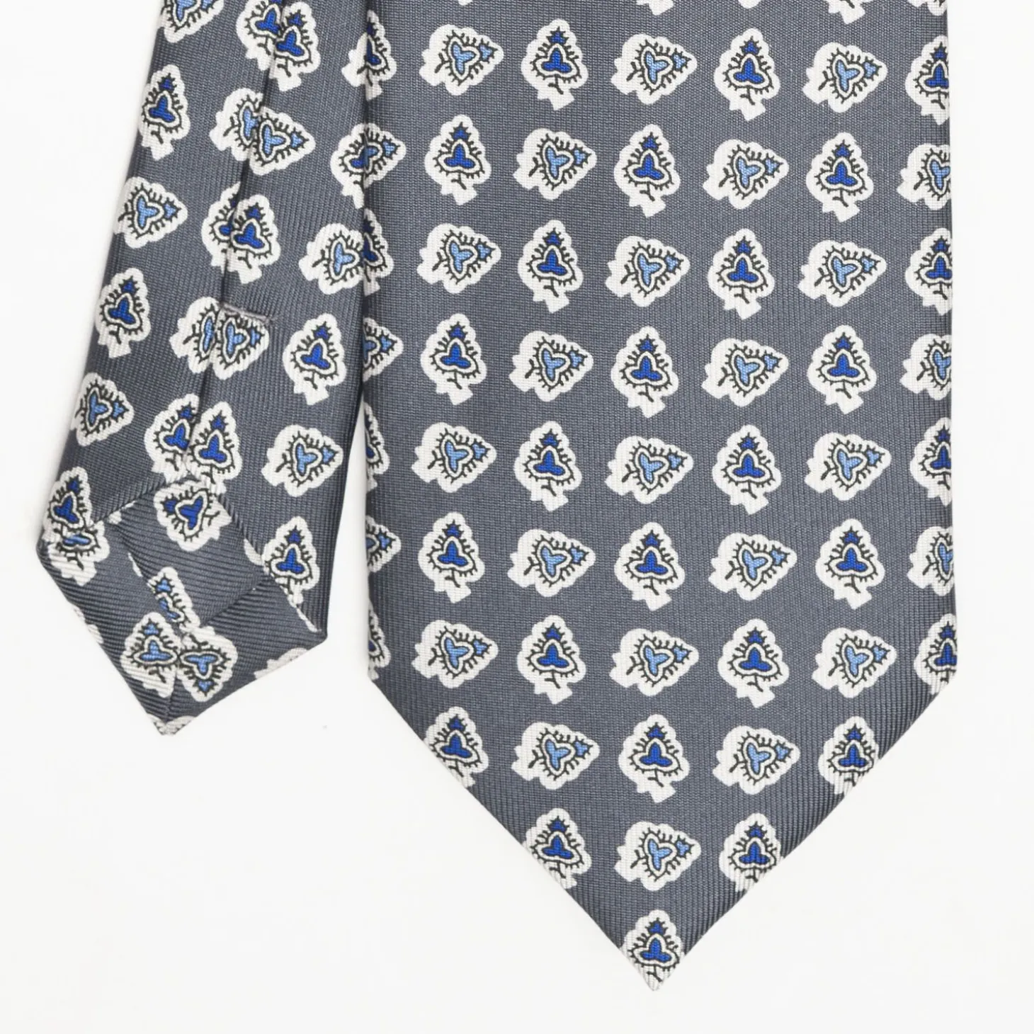 Dark Grey Heritage Silk Tie - Large Flower Pattern