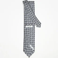 Dark Grey Heritage Silk Tie - Large Flower Pattern