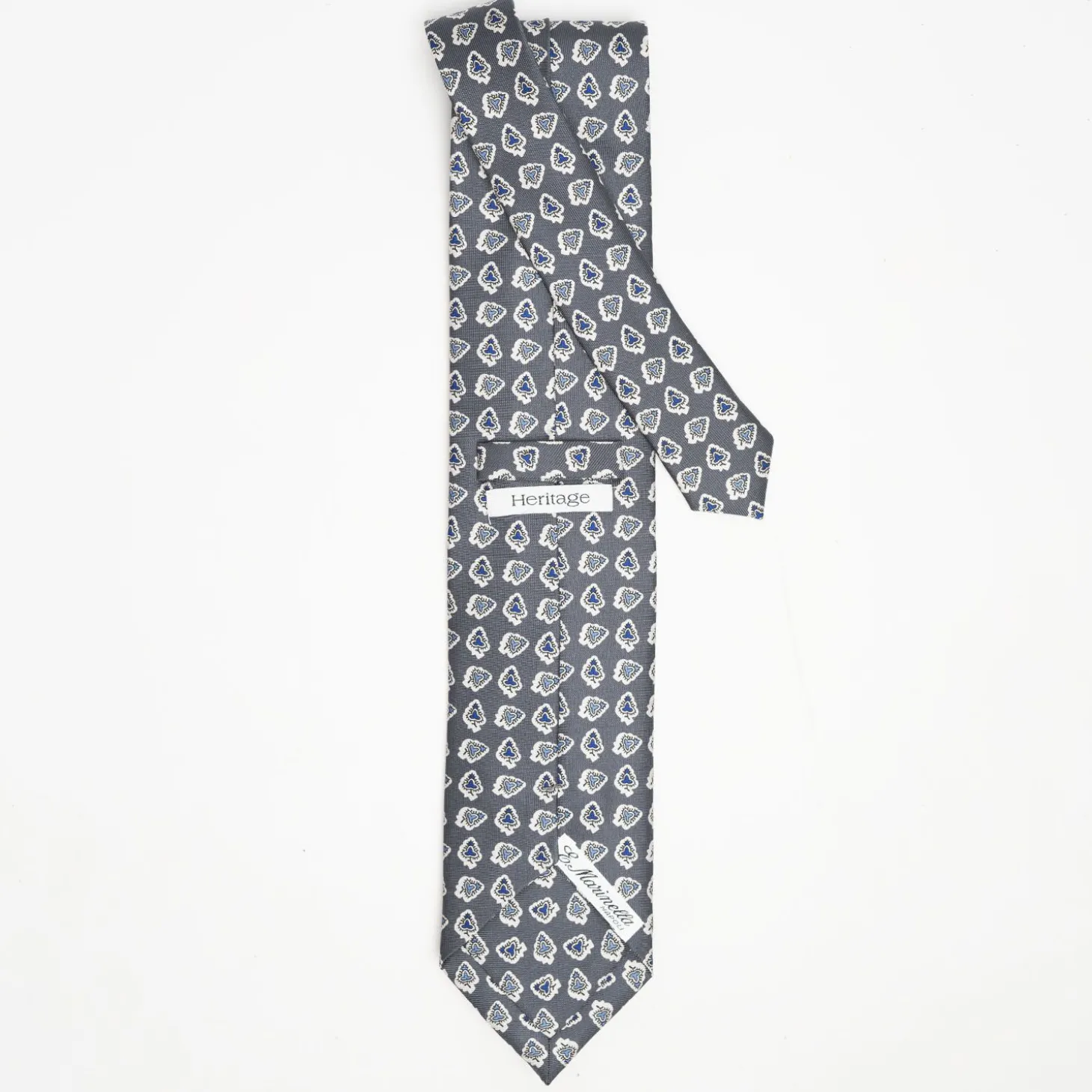 Dark Grey Heritage Silk Tie - Large Flower Pattern