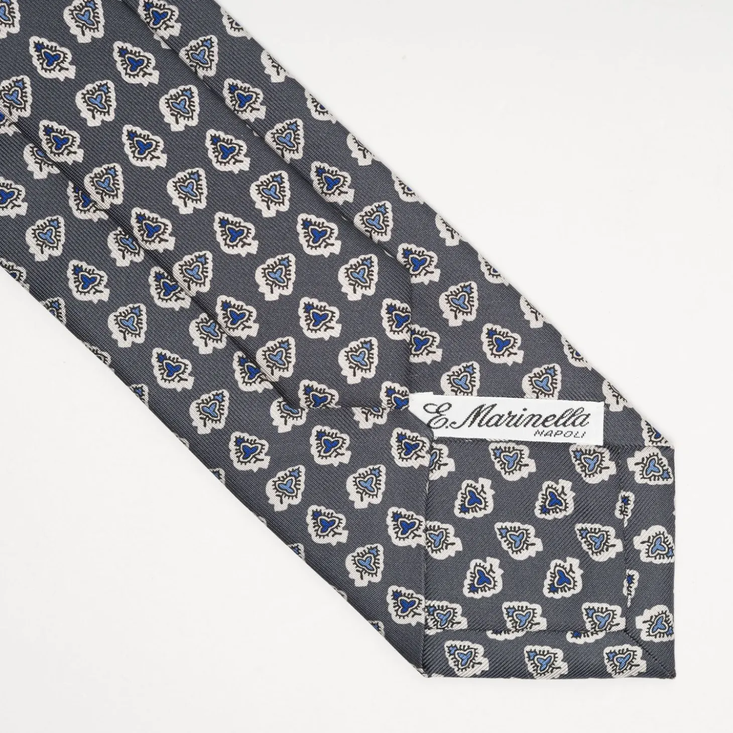 Dark Grey Heritage Silk Tie - Large Flower Pattern