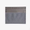 Dark Grey Leather And Silk Credit Card Holder