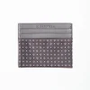 Dark Grey Leather And Silk Credit Card Holder - 5 Compartments