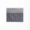Dark Grey Leather And Silk Credit Card Holder 5 Compartments