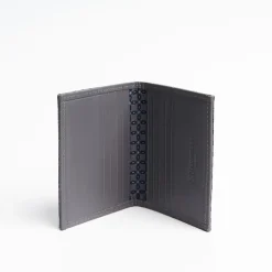 Dark Grey Leather Folding Card Holder - 10 Compartments
