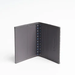 Dark Grey Leather Folding Card Holder - 10 Compartments