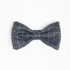 Dark Grey Pre-Knotted Silk Bowtie - Small Flower Pattern