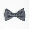 Dark Grey Pre-Knotted Silk Bowtie - Small Geometric Pattern
