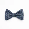 Dark Grey Pre-Knotted Silk Bowtie- Large Flower Pattern