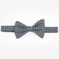 Dark Grey Pre-Knotted Silk Bowtie- Small Flower Pattern