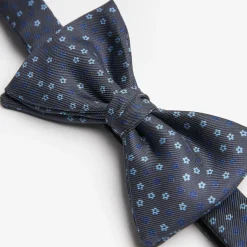 Dark Grey Pre-Knotted Silk Bowtie- Small Flower Pattern