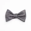 Dark Grey Pre-Knotted Silk Bowtie- Small Flower Pattern