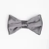 Dark Grey Pre-Knotted Silk Satin Bowtie - Solid Color