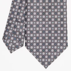 Dark Grey Sartorial Classic Silk Tie Small Flower Pattern