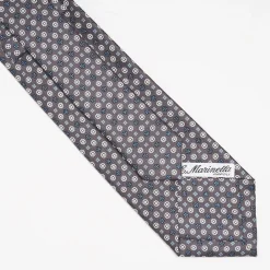 Dark Grey Sartorial Classic Silk Tie Small Flower Pattern