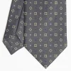 Dark Grey Sartorial Classic Silk Tie Large Flower Pattern