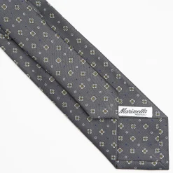 Dark Grey Sartorial Classic Silk Tie Large Flower Pattern