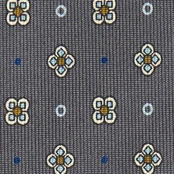 Dark Grey Sartorial Classic Silk Tie Large Flower Pattern