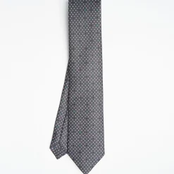 Dark Grey Sartorial Classic Silk Tie Small Flower Pattern