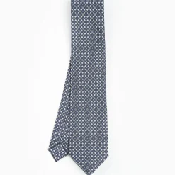 Dark Grey Sartorial Classic Silk Tie - Small Flower Designs