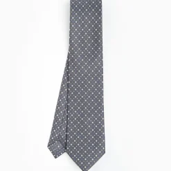 Dark Grey Sartorial Classic Silk Tie - Small Flower Pattern