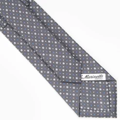 Dark Grey Sartorial Classic Silk Tie - Small Flower Pattern