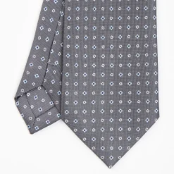 Dark Grey Sartorial Classic Silk Tie - Small Flower Designs