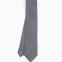 Dark Grey Sartorial Classic Silk Tie - Small Flower Designs