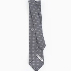 Dark Grey Sartorial Classic Silk Tie - Small Flower Designs