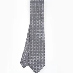 Dark Grey Sartorial Classic Silk Tie - Small Flower Designs