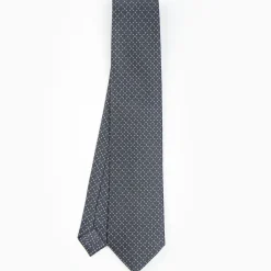 Dark Grey Sartorial Classic Silk Tie - Small Flower Pattern