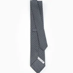 Dark Grey Sartorial Classic Silk Tie - Small Flower Pattern