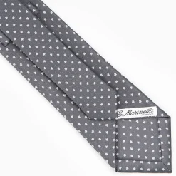 Dark Grey Sartorial Classic Silk Tie - Small Flower Pattern