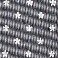 Dark Grey Sartorial Classic Silk Tie - Small Flower Pattern
