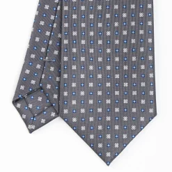 Dark Grey Sartorial Classic Tie - Small Flower Pattern