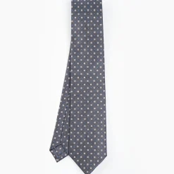 Dark Grey Sartorial Classic Tie - Small Flower Pattern