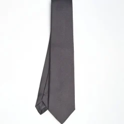 Dark Grey Sartorial Jacquard Silk Tie - Solid Colours
