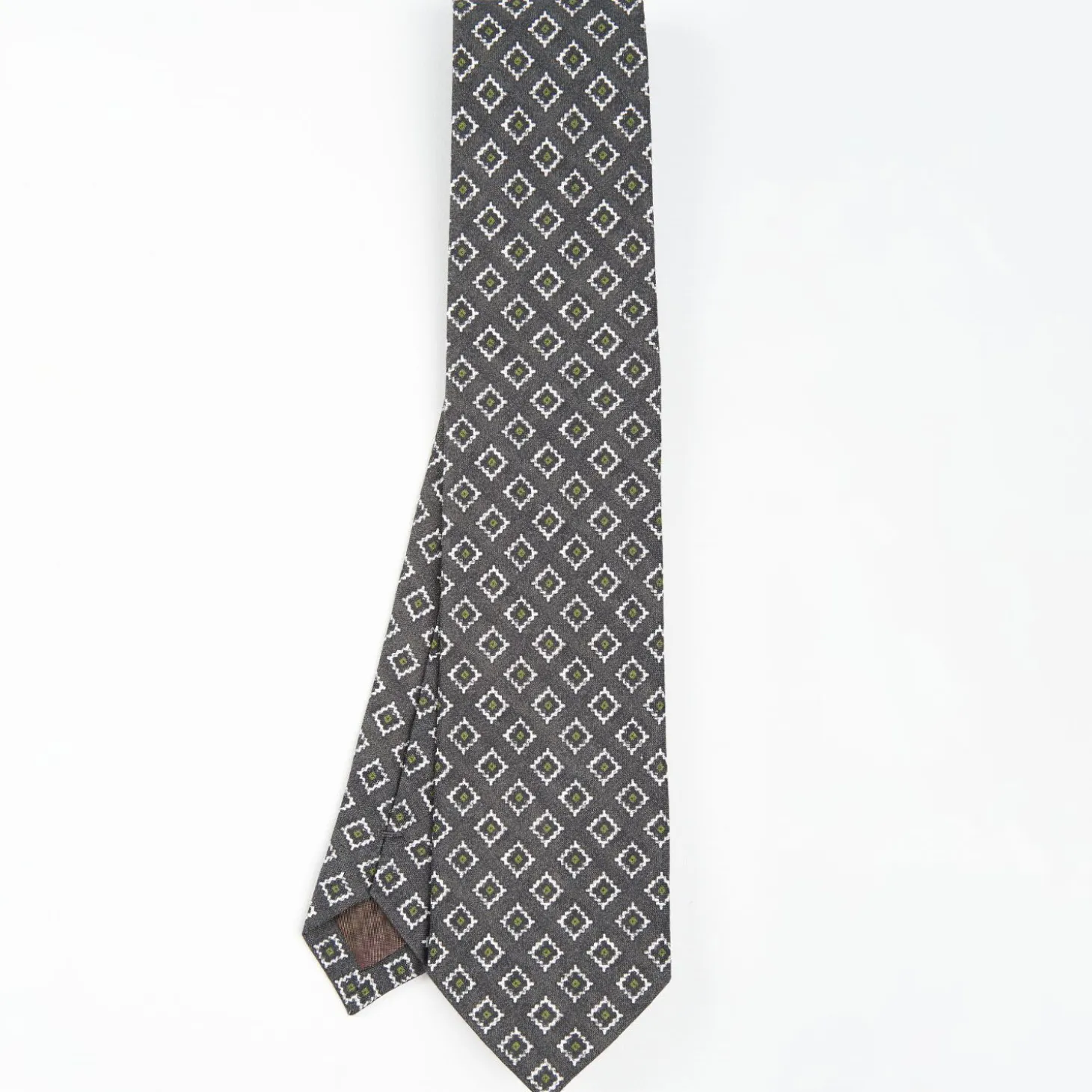 Dark Grey Sartorial Linen Tie - Geometric Large Patterns