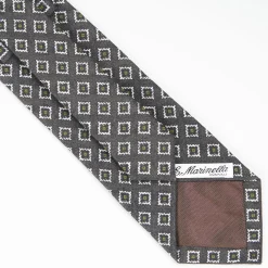 Dark Grey Sartorial Linen Tie - Geometric Large Patterns